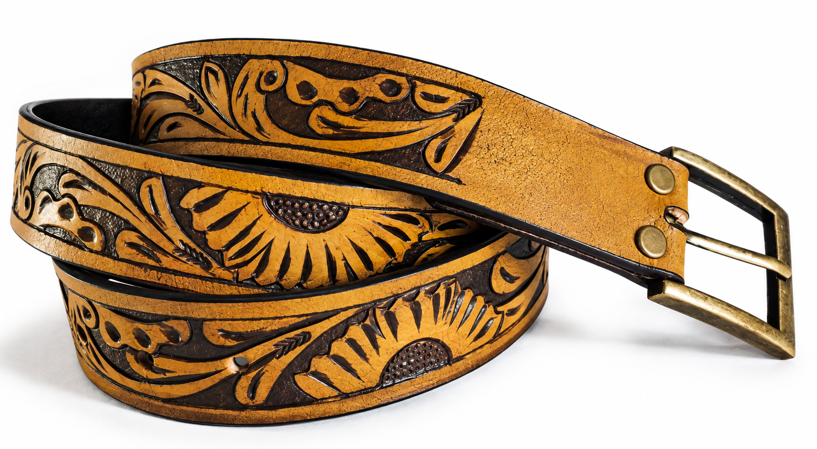 Sunflower Deep-Embossed Western Belt
